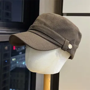 Vintage Old Money Style Woolen Equestrian Hat For Women Autumn Winter Warm Flat Top Newsboy Cap Adjustable Baker Boy Hat