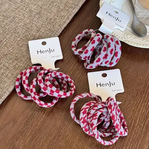Elastische Stof Haarelastiekjes Vrouwen Hart Geruit Hahnentritt Patroon Stretch Banden Ponytail Houders Accessoires