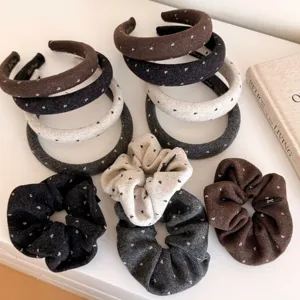 Koreanischer Stil Herbst Winter Velours Herz Druck Haargummis Elastische Haargummis Breite Schmale Haarbänder Für Damen Mädchen Täglich Haarschmuck