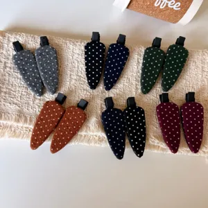 Elegant Korean Polka Dot Fabric Hair Clip Handmade Cloth Side Bangs Clip For Women Delicate Everyday Hair Accessory