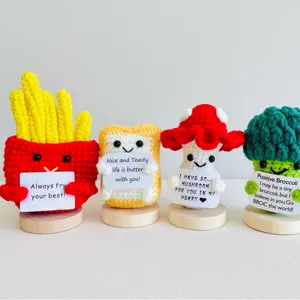 Juguete de Peluche de Energía Positiva Hecho a Mano a Ganchillo Con Tarjeta de Mensaje Inspirador Apoyo Emocional Adorno de Escritorio Regalo Antiestrés