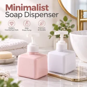 Vierkante Lotion Dispenser Fles PETG Drukpomp Shampoo Zeep Vloeistof Container Voor Badkamer Thuis Vakantie Roze Wit
