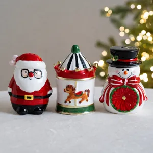 Kerst Keramische Kerstman Sneeuwpop Carrousel Kruidenpot Feestelijke Desktop Keuken Ornament Breekbaar Cadeau