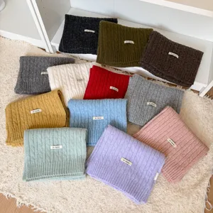 Herbst Winter Damen Wollmischung Schal Zopfmuster Dick Warm Halswärmer Weich Gestrickter Schal Mode Vielseitiges Umhangtuch
