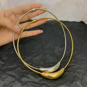 Minimalist Titanium Steel Curved Tube Necklace For Women High End Metallic Style Collar Jewelry Daily Accessory Gold Silver