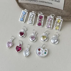 925 Sterling Zilver Hart Geldtas Zandloper Hanger Voor Dames Heren DIY Sieraden Maken Zirconia Ingelegd Trendy Stijlvolle Bedel