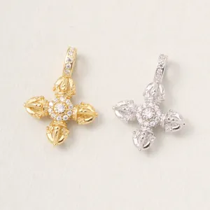 925 Sterling Silver Vajra Cross Pendant Necklace For Men Women New Chinese Style Zirconia Inlaid Clavicle Chain Jewelry Gift