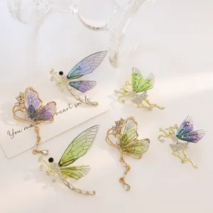 Vintage Legierung Strass Schmetterling Brosche Für Damen Vergoldet Quaste Libelle Fee Pin Elegante Bekleidung Zubehör Geschenk