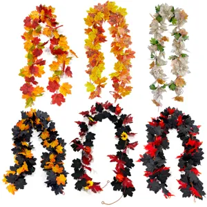 Künstliche Ahornblatt-Ranke Halloween Erntedankfest Dekoration Seidenstoff Gefälschte Herbstgirlande Für Haus Wand Party Dekor