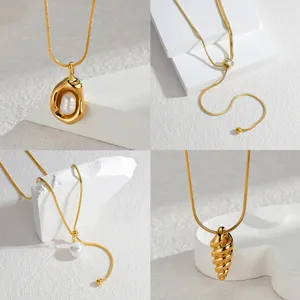 Edelstahl Geometrische Künstliche Perle Anhänger Halskette Gold Überzogene Strass Quaste Lange Pullover Kette Für Damen Schmuck