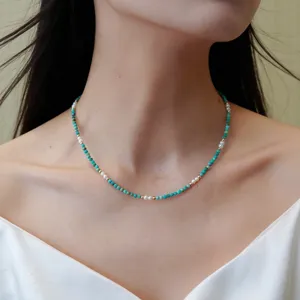 Neue Halskette Im Chinesischen Stil Mit Natürlichen Süßwasserperlen Und Türkis Elegante Retro Vergoldete Perlenkette Für Damen Exquisites Schmuckzubehör