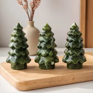 Natürliche Xiuyan Jade Kristall Weihnachtsbaum Statue Handgeschnitzte Kiefer Miniatur Für Zuhause Festliche Feiertage Büro Dekor Geschenk