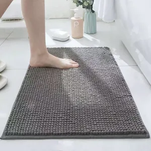 Chenille Bath Mat Thick Shaggy Microfiber Bathroom Rug Absorbent Non-Slip Machine Washable Soft Door Mat For Shower Room Entrance