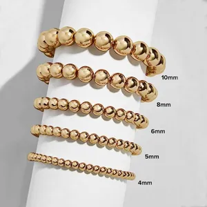 Bracelet minimaliste en perles d'acier inoxydable pour femmes plaqué or argent élastique fil de billes rondes bijoux de mode cadeau