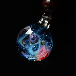 Galactische Sterrenhemel Glazen Bol Hanger Halsketting Handgemaakt Heelal Glasemaille Nevel Planeet Sieraden Voor Heren Dames Cadeau