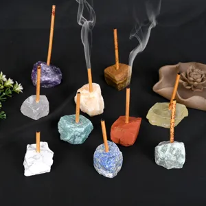 Base de Porte-encens en Pierre de Cristal Naturel Ornement Zen Fait Main pour Méditation Yoga Maison Bureau