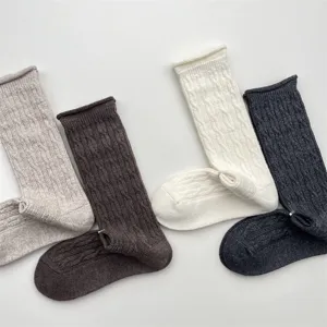Damen Japanische Retro Zopfmuster Wadenhohe Socken Verdickt Warm Slouchy Rollrand Vielseitige Crew Socken Für Den Winter Alltag