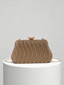 Luxe Dames Avondtas Met Strasssteinen Wolk Vorm Legering Metaal Golfpatroon Handtas Met Kettingriem Voor Bruiloft Banket Feest