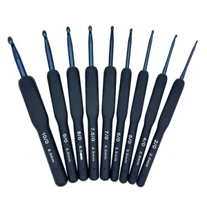 Uncinetto in Alluminio con Manico in Silicone Blu Ferri da Maglia Ergonomici con Impugnatura Morbida per Maglioni Filati Fai da Te