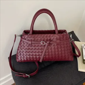 Luxus PU Leder Gewebte Handtasche Für Damen Mode Handweben Große Kapazität Tragetasche Trendy Pendler Umhängetasche Elegante Damen Henkeltasche