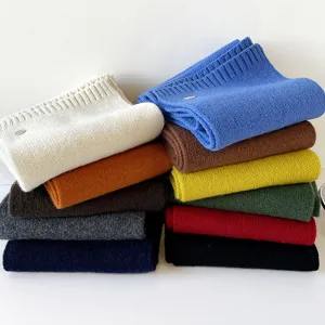 Bufanda de Punto de Color Sólido para Mujer Mezcla de Lana Seda Cachemir Calentador de Cuello Grueso Invierno Cálido Pashmina Mujer