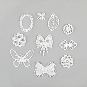 White Mesh Lace Embroidery Flower Butterfly Patches DIY Sew On Appliques For Clothing Curtain Tablecloth Bag Decor Accessories