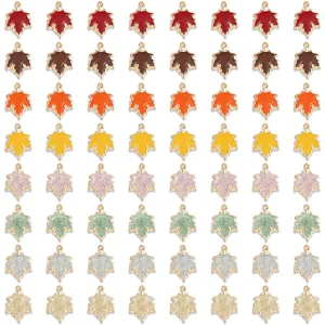 Pendentifs en Émail Feuille d'Érable en Alliage Charms de Feuilles d'Automne pour la Fabrication de Bijoux DIY Collier Bracelet Femme Cadeau