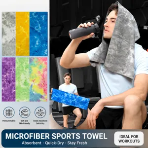 Tie Dye Printed Microfiber Sport Towel Quick Drying Sweat Absorbent Gym Fitness Towel For Running Yoga Outdoor Sports Unisex