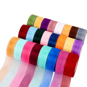 Nylon Organza Ribbon For Flower Packaging DIY Gift Wrapping Sheer Chiffon Ribbon For Wedding Party Decoration Crafts