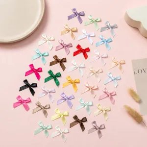 Polyester Satin Ribbon Bows For DIY Crafting Handmade Hair Accessories Garment Decor Gift Packaging Solid Color Bowknot