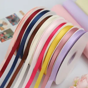 Ruban de Satin en Polyster Couleur Unie pour Emballage de Bouquet de Fleurs Boîte Cadeau Décoration de Gâteau DIY Artisanal