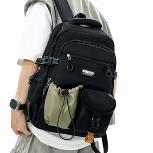 Japanese Minimalist Workwear Style Nylon Backpack Large Capacity Multi-Compartment Lightweight Hiking Bag For Men Women School Travel