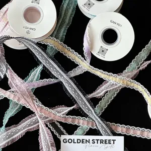 Vintage Lace Embroidery Mesh Ribbon For Flower Bouquet Packaging DIY Bow Ribbon For Gift Wrapping Wedding Decoration