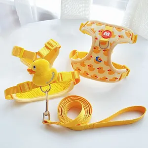 Juego de Arnés Y Correa Para Gato Ajustable Malla Transpirable Patito Amarillo Arnés De Chaleco Antiescape Para Perros Pequeños Gatos