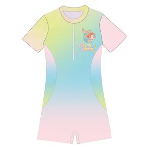 Bañador de Una Pieza Para Niñas Con Gorro de Natación Estampado de Sirena Sin Mangas Secado Rápido Para Niños Playa Deporte Acuático