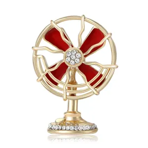 Retro Legierung Elektro Ventilator Brosche Emaille Strass Kreativ Industrie Stil Schmuck Für Damen Anzug Zubehör