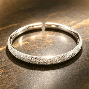 New Chinese Style Gypsophila Open Bangle Silver-Plated Copper Frosted Sand Surface Bracelet For Women Jewelry Gift