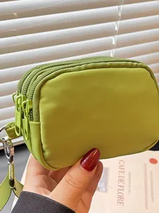 Mini Porte-monnaie en Dessin Animé Tissu Fermeture Éclair Multicouche Sac à Rouge à Lèvres à Main Mignon Mode Polyvalent Petit Sac de Rangement pour Femme Voyage Quotidien