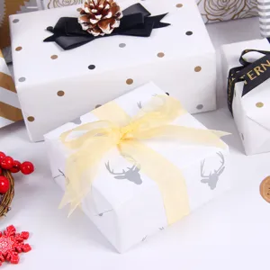 Gold Stamping Christmas Gift Wrapping Paper Striped Polka Dot Art Paper For Holiday DIY Book Cover Xmas Tree Box Decor Material