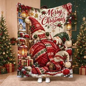 Retro Santa Claus Flannel Blanket Christmas Festival Decor Throw Blanket Warm Soft Fleece Blanket For Sofa Bed Office Nap
