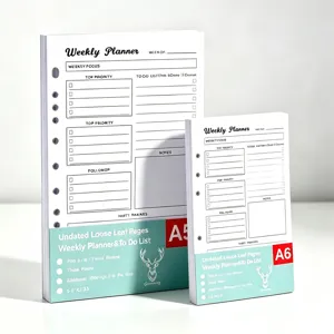 Ongedateerde Weekplanner Navullingen Voor A5 A6 Losbladig Notitieboek Invulpapier Ringband Inzetstukken Voor Habit Tracker To-do Lijst