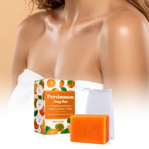 Persimmon Extract Cleaning Soap Bar With Foaming Net Shea Butter Moisturizing Deodorizing Body Wash Gentle Skin Care Soap For Men Women