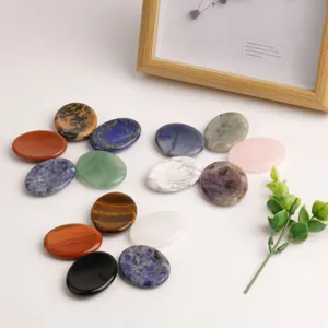Piedra de la Preocupación de Cristal Natural Piedra de Palma Pulida Ovalada Piedra Gua Sha Masaje de Energía para Alivio del Estrés Decoración Hogar