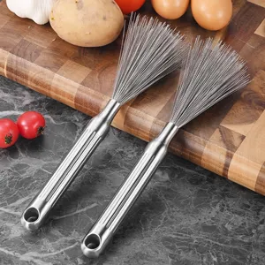 Cepillo para Ollas de Acero Inoxidable 304 Con Mango Largo Fregador de Limpieza de Cocina Cepillo de Alambre de Metal para Sartenes de Hierro