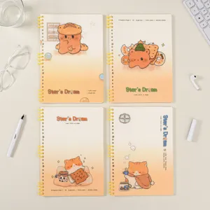 Cartoon Magic Baking Losbladig Notitieboek Beer Kat Thema Studenten Draagbaar Spiraal Notitieboek Horizontale Lijn Papier Voor School Kantoor