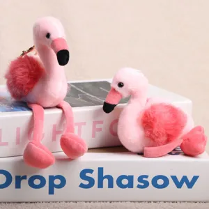 Cute Flamingo Plush Keychain Soft Stuffed Animal Toy Pink Bird Bag Pendant For Backpack Accessory Gift For Women Girls Kids