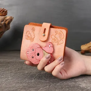 Cute 3D Cartoon Animal Handmade Waxed Genuine Cowhide Leather Mini Handbook Loose-leaf Notebook For Students Women Office Gift