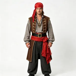 Conjunto de Accesorios de Pirata de Halloween para Niños Adultos Accesorios de Cosplay Telescopio Bandana Parche en el Ojo Sable