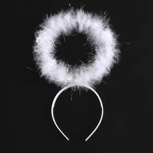 Angel Halo Headband Halloween Costume Accessories Feather Tinsel Fairy Halo For Cosplay Party Performance Dress Up For Adults Kids