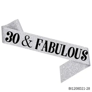 30th Birthday Party Sash For Women Dirty Thirty And 30 Fabulous Satin Gold Foil Stamped Celebration Decoration Props Accessory